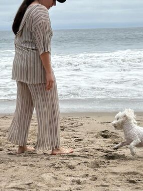 Zara cream striped 2 pc set